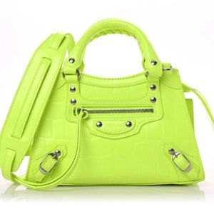 Balenciaga Neo classic mini Croc embossed Fluo Yellow handbag NWT